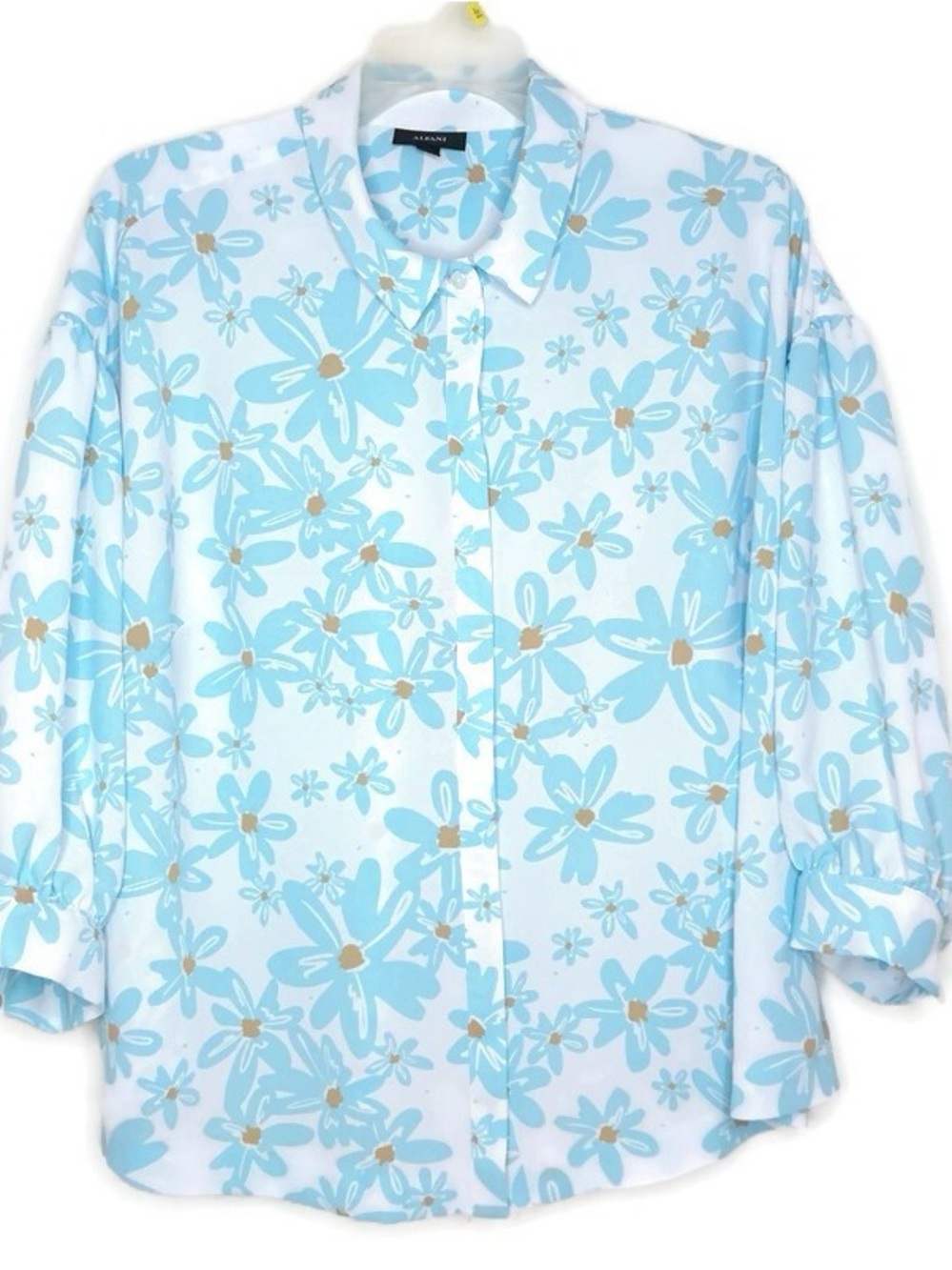 Light Blue Floral Button-Up Top